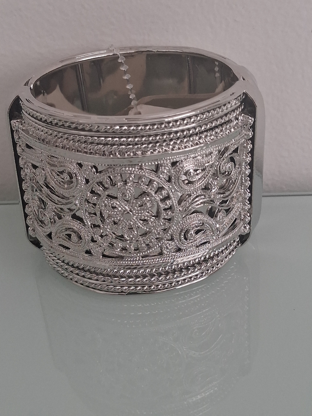 Amrita Singh Silver Filigree Wide Cuff Bracelet